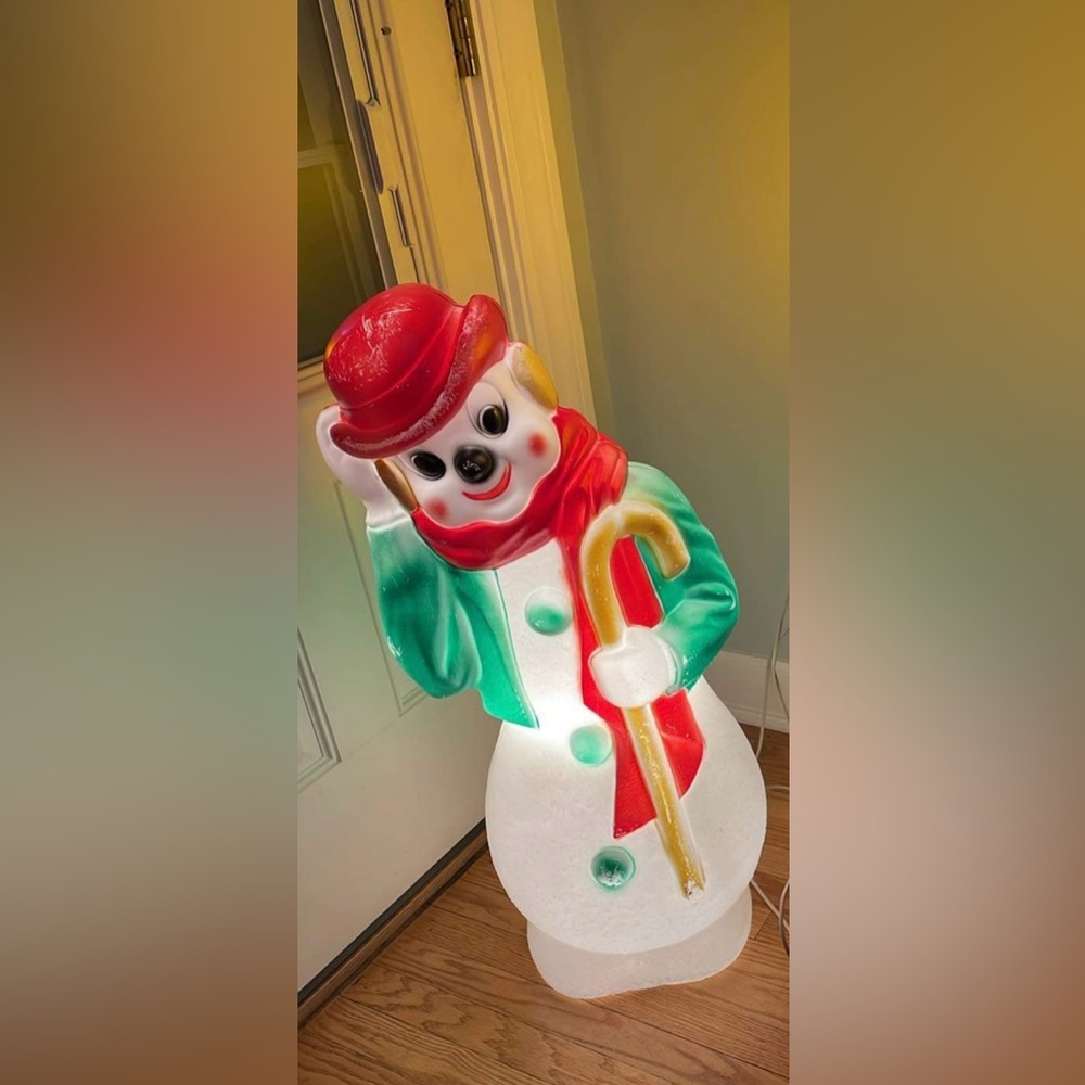 Vintage Empire porch Christmas blow mold snowman